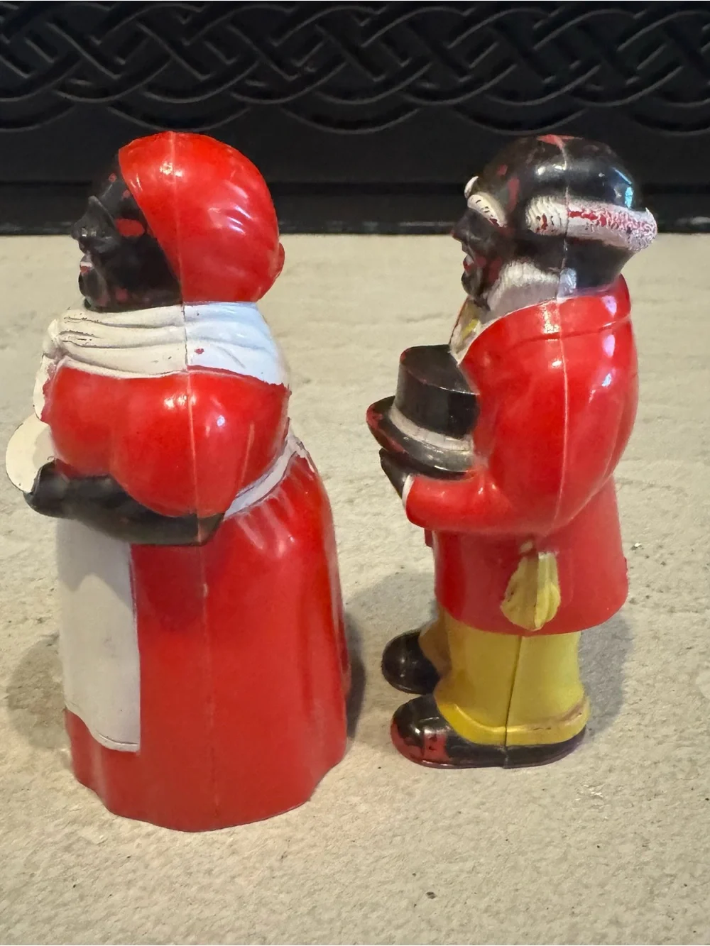 Vintage Black Americana F&F Mold & Die Salt & Pepper Uncle Moses Aunt Jemima